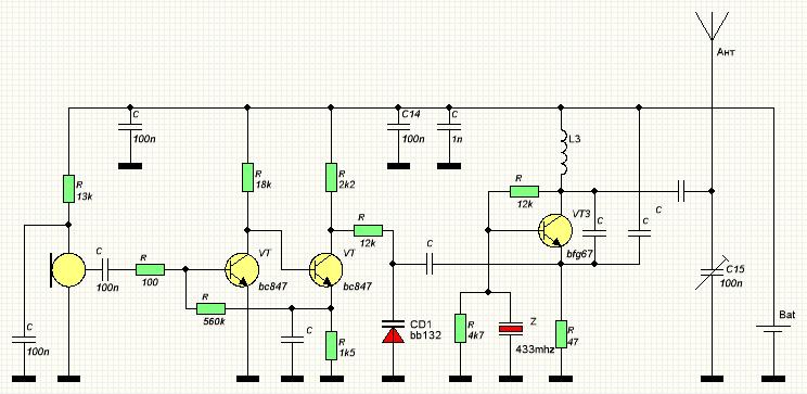 Генератор 433 мгц схема