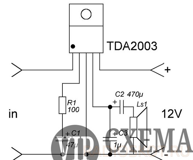 Tda2003 схема включения