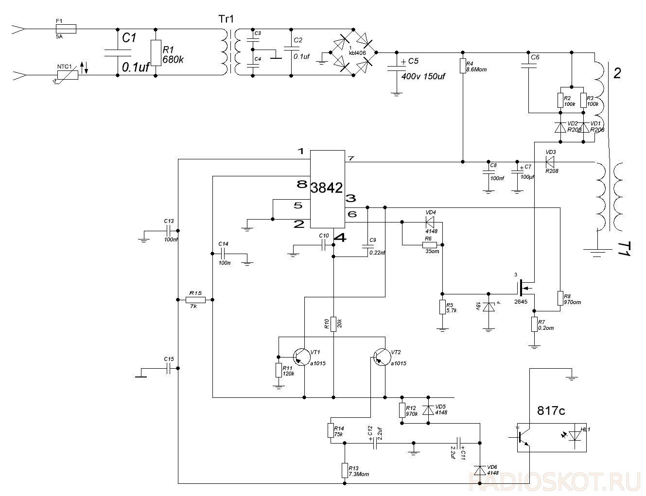 Ka3843d схема блока питания
