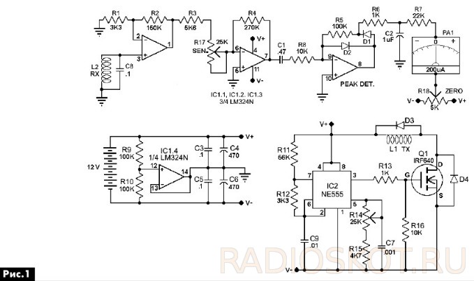 Металлоискатель на lm324 схема