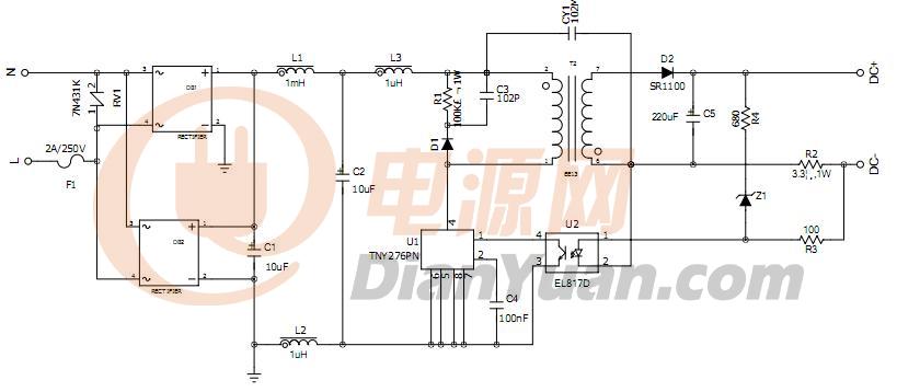 Tny280pn блок питания схема