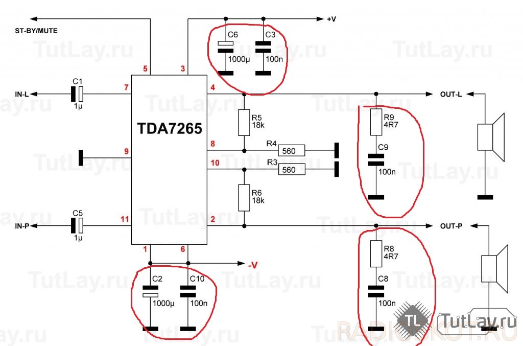 Tda7265 схема усилителя