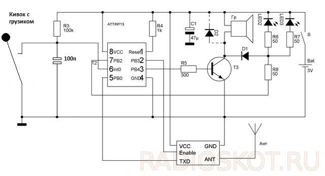Электронный сигнализатор поклевки своими руками схема