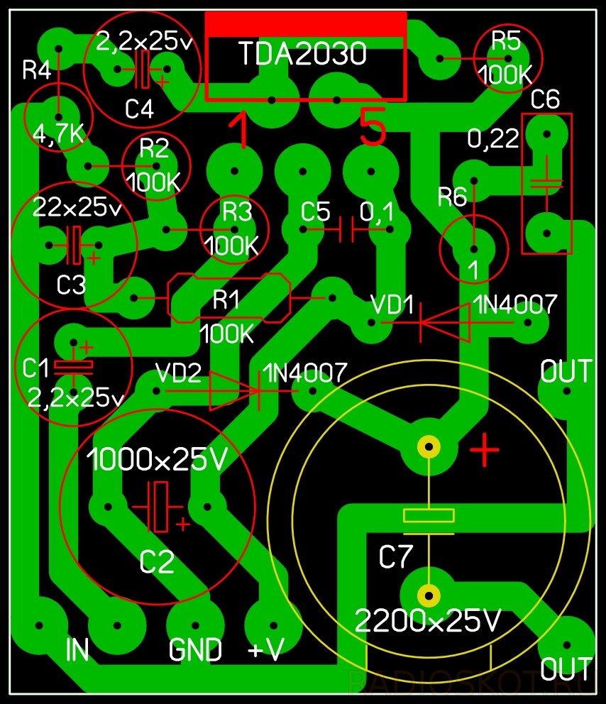 Унч на тда 2030 с однополярным питанием схема и плата