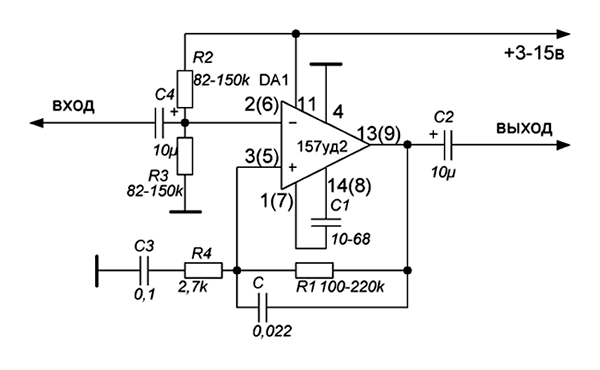 Кр123ун1а схема усилителя